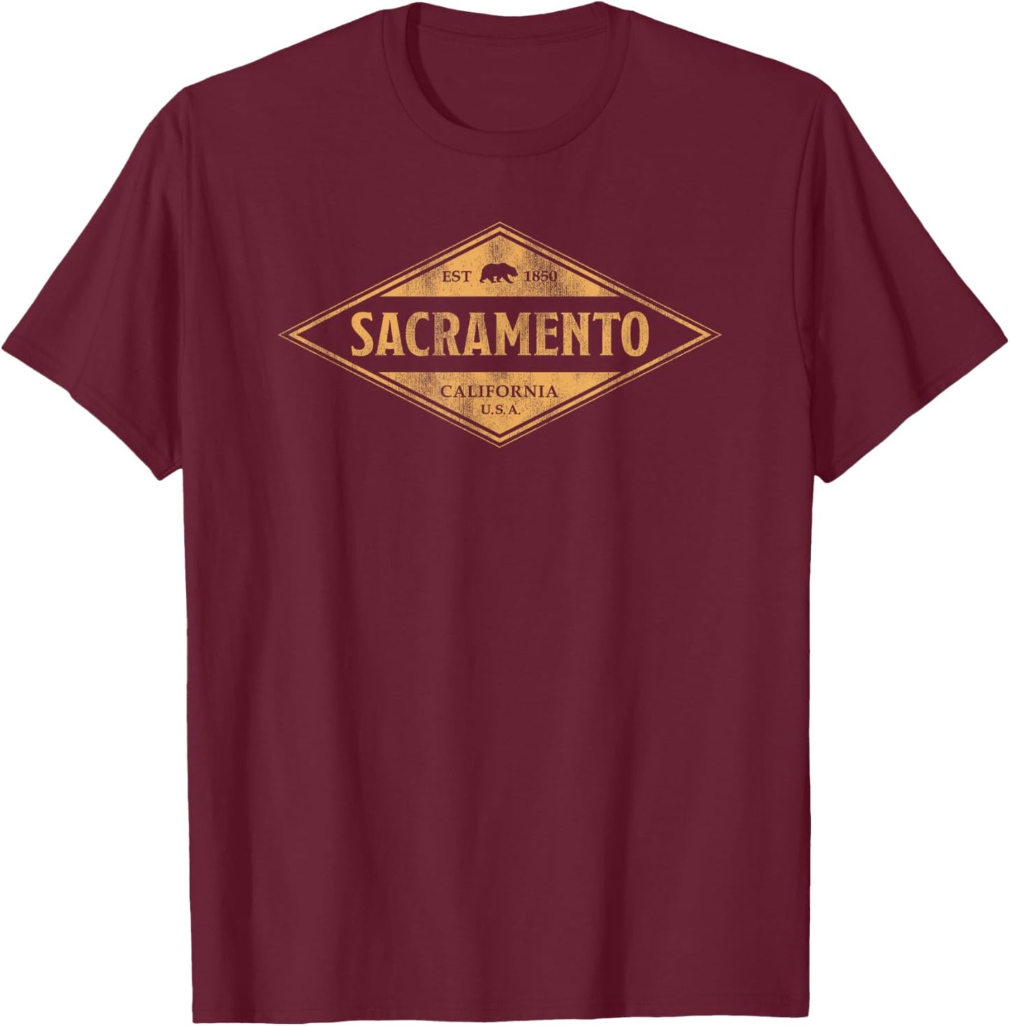 Vintage Sacramento California Bear Travel Souvenir Retro T-Shirt - T-Shirt | Maroon