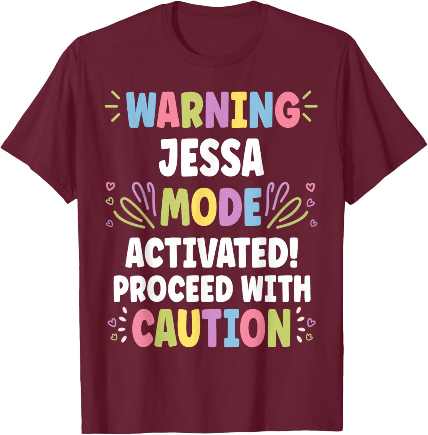 JESSA Personalized Name Funny Cute Custom JESSA Name T-Shirt - T-Shirt | Maroon