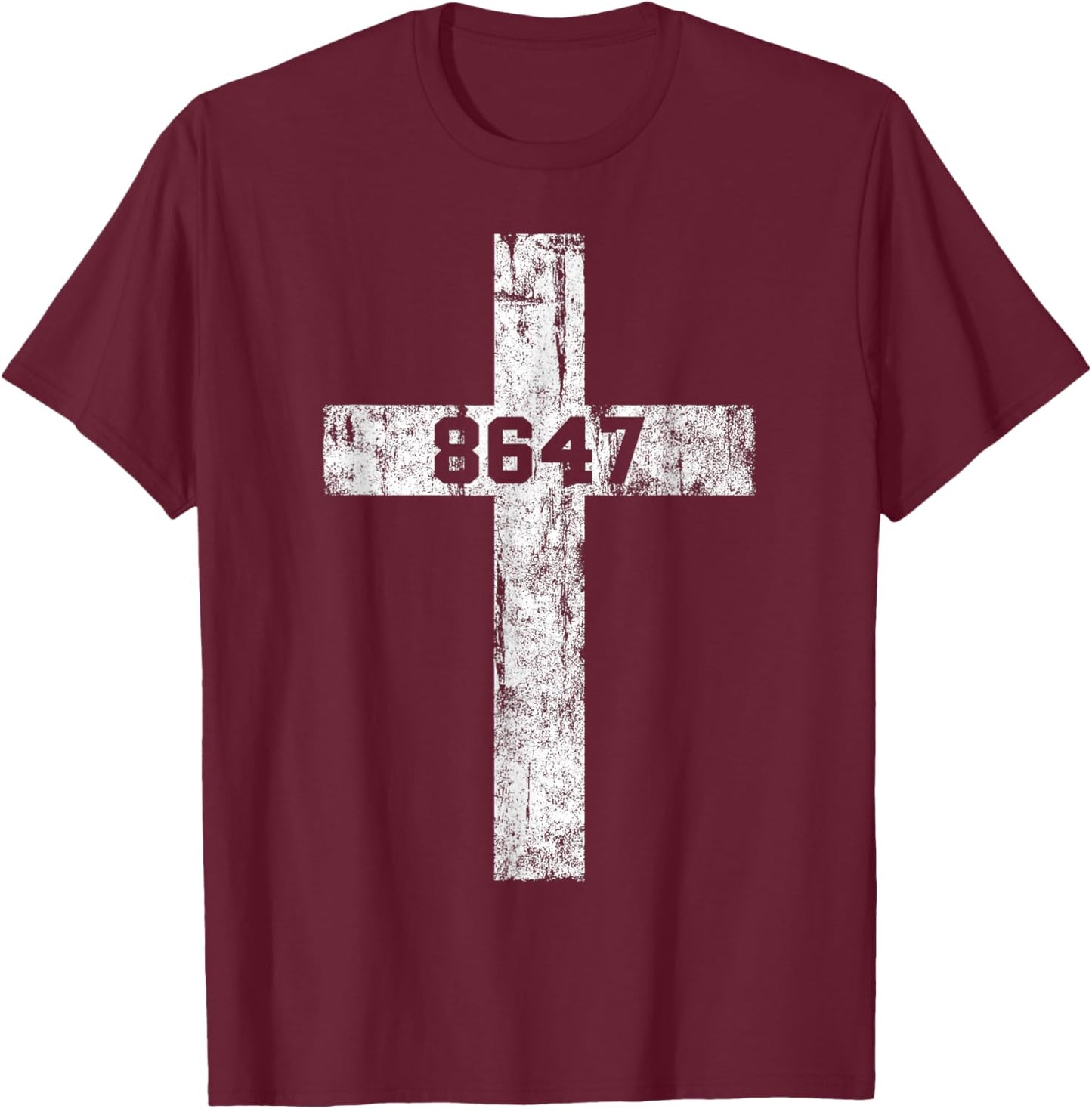 8647 Anti Trump Cross Christian Jesus 86 47 Retro Impeach 47 T-Shirt - T-Shirt | Maroon