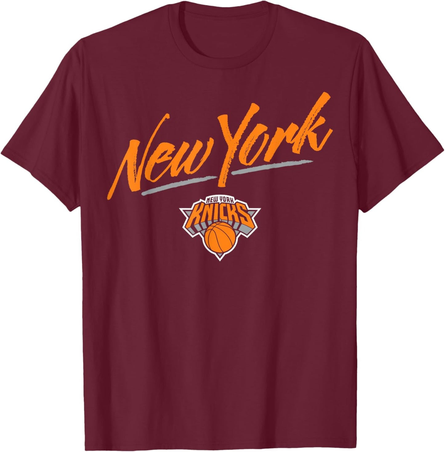 NBA - New York Knicks Markerskript T-Shirt - T-Shirt | Maroon