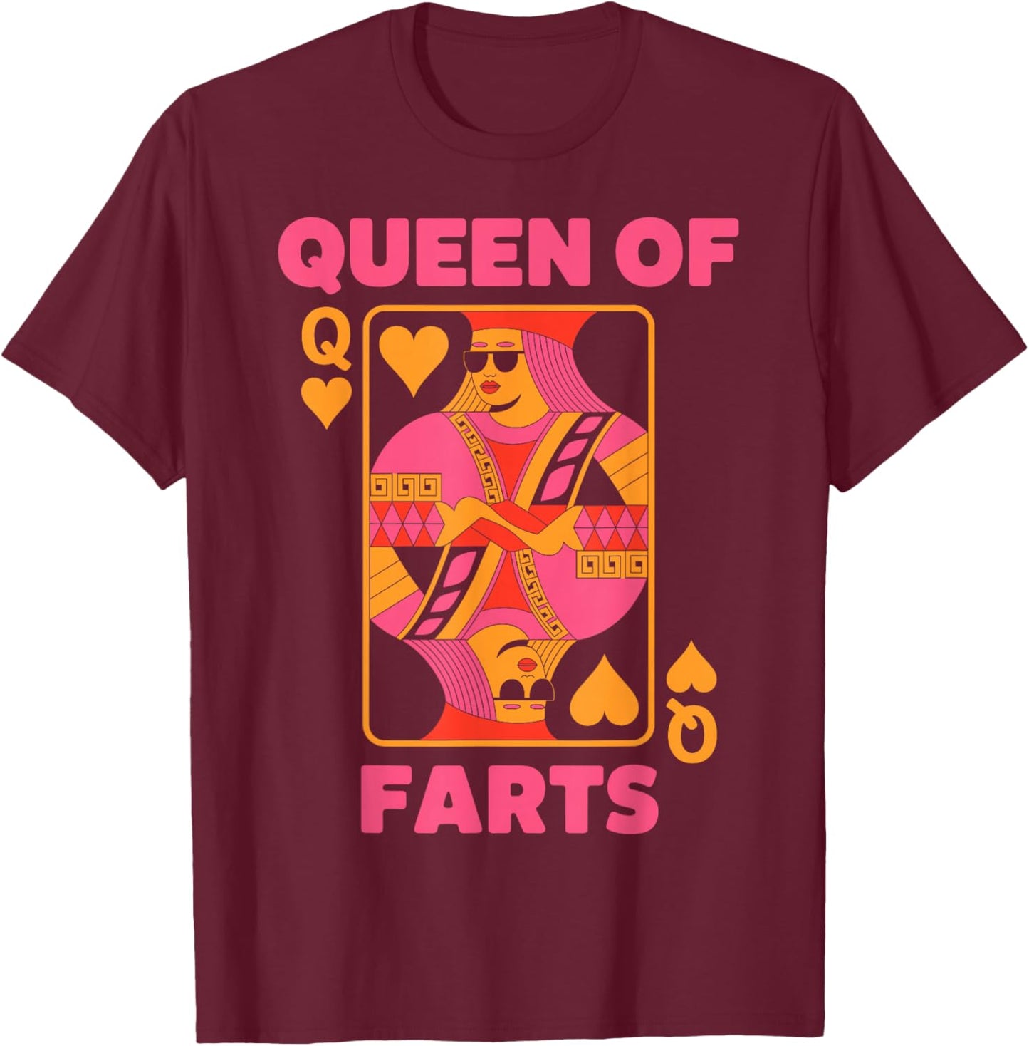 Queen of Farts Playing Cards Retro Funny Embarrassing Joke T-Shirt - T-Shirt | Maroon