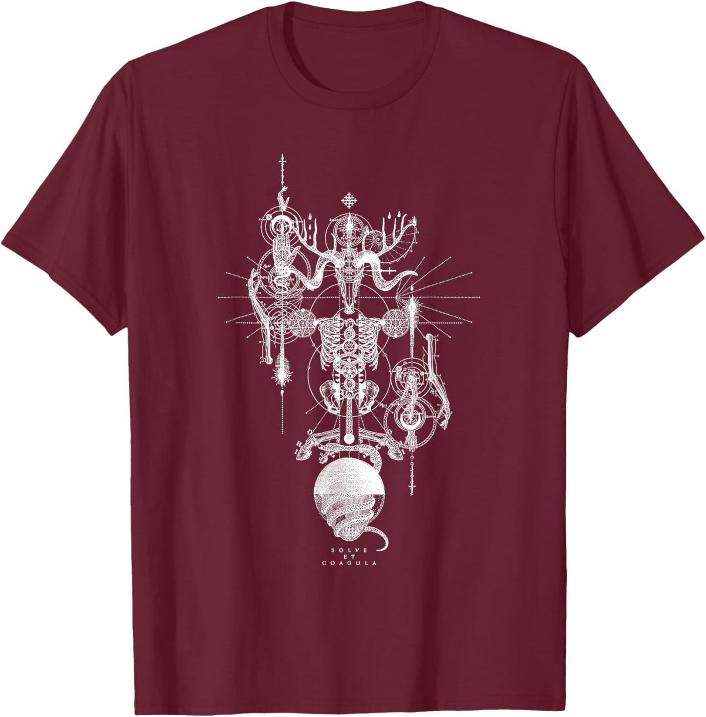 Solve Et Coagula Alchemical Medieval Occult Celtic Dragon T-Shirt - T-Shirt | Maroon
