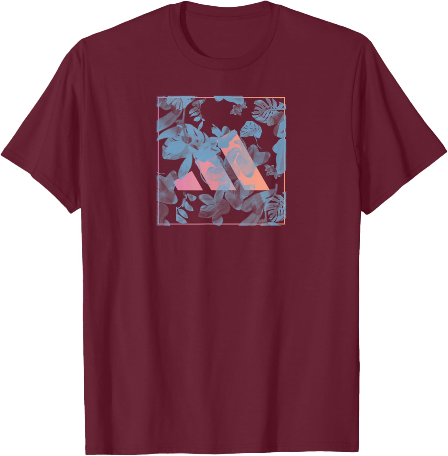 Adidas Badge of Sport Floral Box Graphic T-Shirt - T-Shirt | Maroon