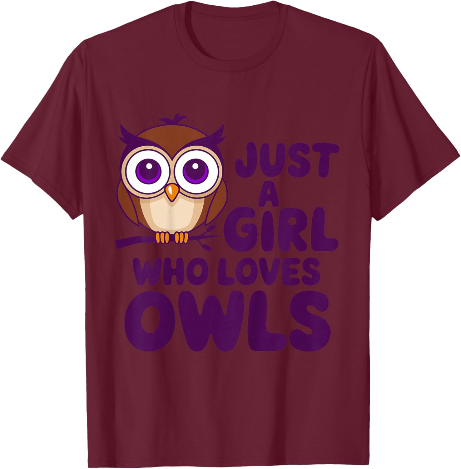 Kids Girl Owl Kids T-Shirt - T-Shirt | Maroon