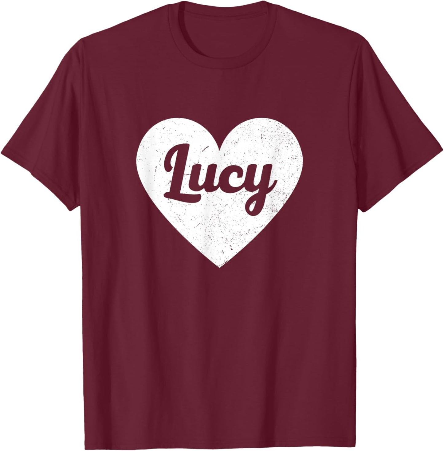 Lucy Blue Modern Classic Heart Christmas Cotton Blend Machine Wash Straight Round Neck Short Sleeve Small T-Shirt - T-Shirt | Maroon