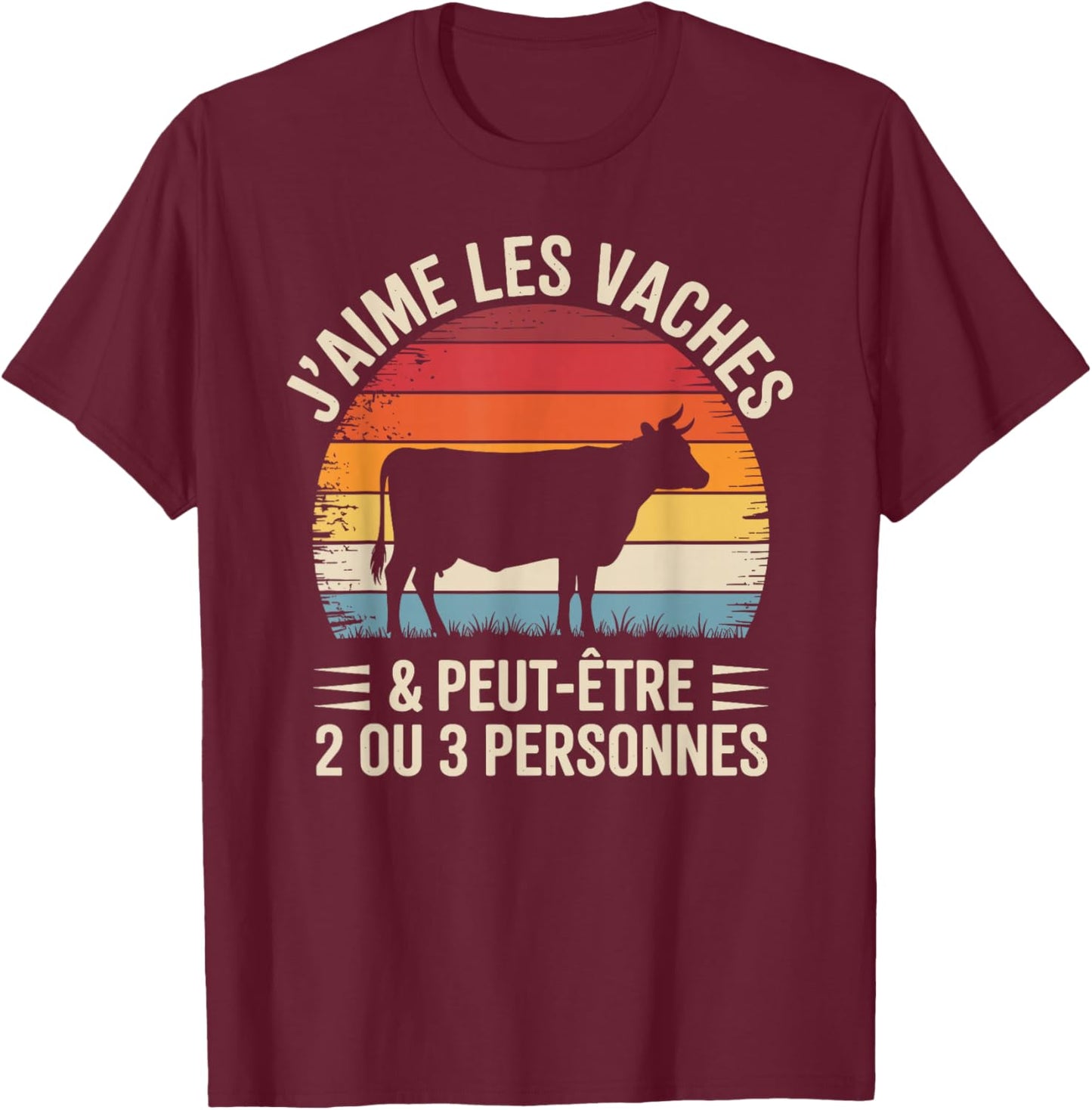 Men's Women's Funny Cow with I Love the Cows T-Shirt - T-Shirt | Maroon