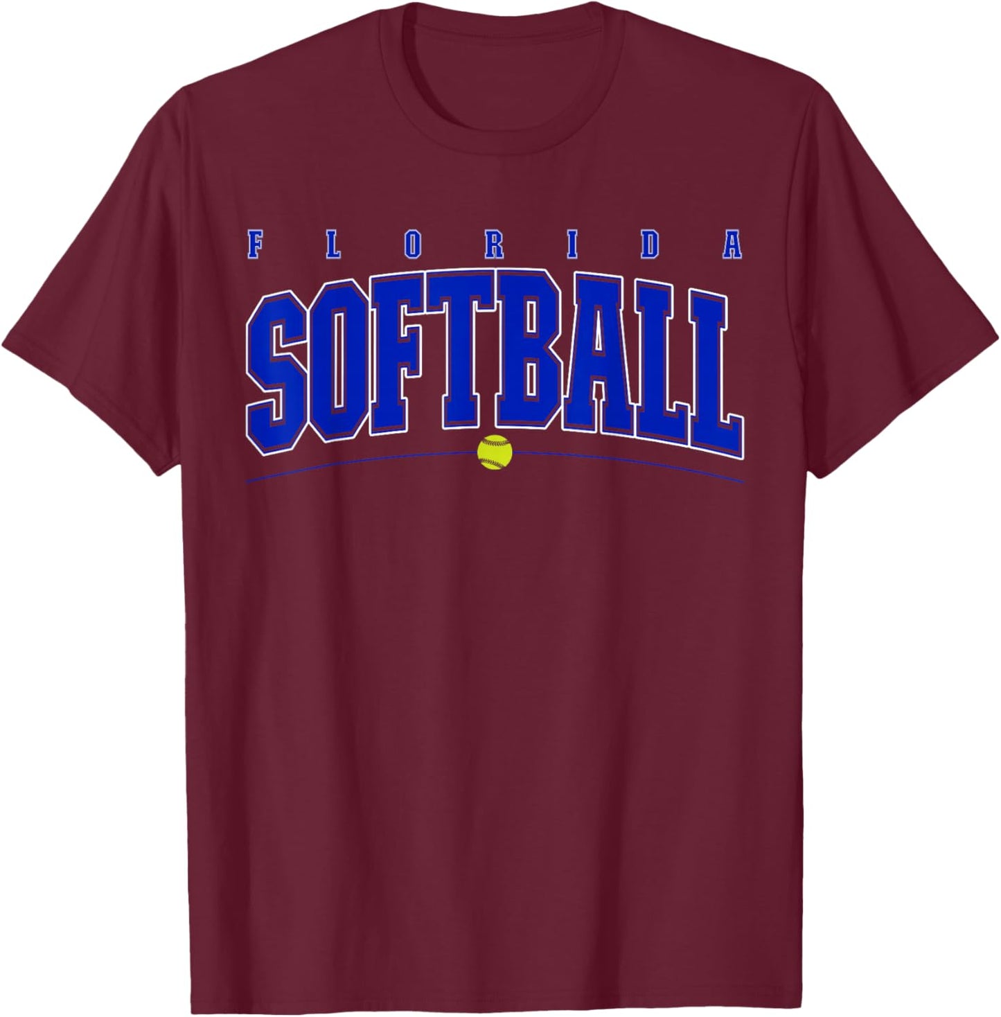 Florida Softball Vintage Kids Team Retro Softball Fan T-Shirt - T-Shirt | Maroon