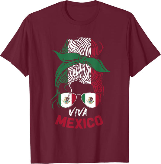 Mexico Vintage Mexican Flag Pride Hat Jersey T-Shirt - T-Shirt | Maroon
