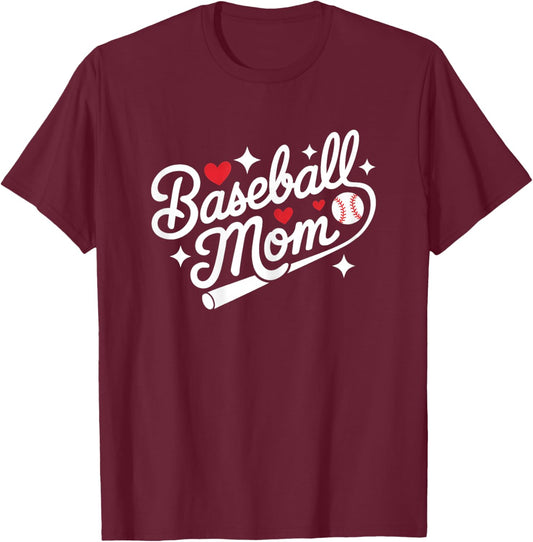 Baseball Mom Cute Sports Player Mother Women's T-Shirt - T-Shirt | Maroon