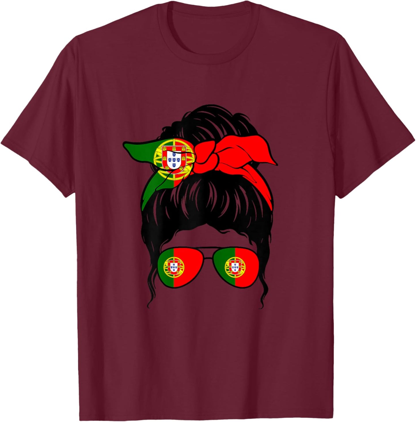 Portugiesisches Mädchen Portugal Portugiesische Flagge Portugiesische Frau T-Shirt - T-Shirt | Maroon