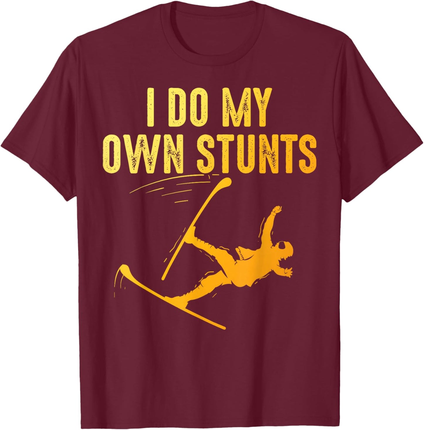 Unique Skiing Art Women Kids Skier Mountain Skiing T-Shirt - T-Shirt | Maroon