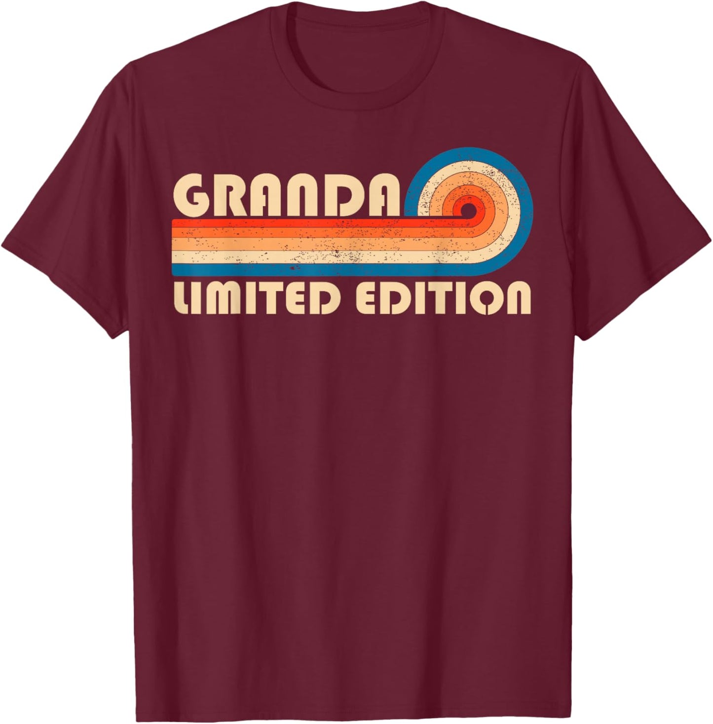 Granda Retro 70s 80s Sunset Stripe T-Shirt - T-Shirt | Maroon
