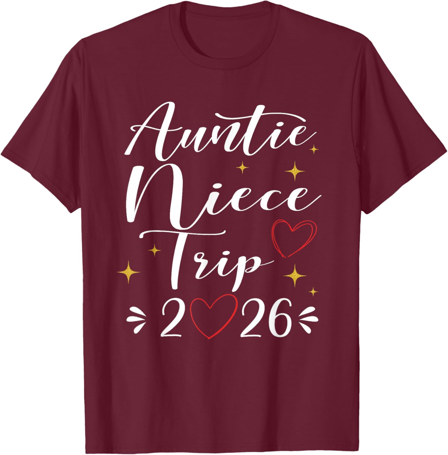 Auntie Niece Trip 2026 Summer Vacay Matching Holiday T-Shirt - T-Shirt | Maroon