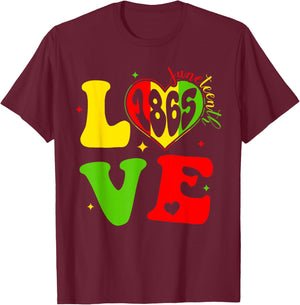 Happy Juneteenth Love African American Afro Black Women Kids T-Shirt - T-Shirt | Maroon