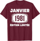 January 1981 45 Years Birthday Gift Man January 1981 T-Shirt - T-Shirt | Maroon