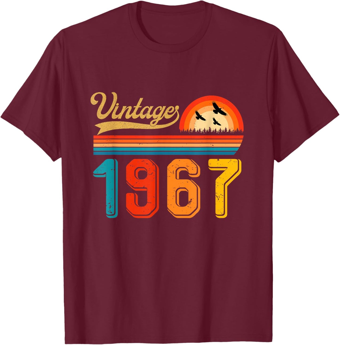 Geschenk zum 59. Geburtstag, 59 Jahre, Herren, Damen, Retro, Vintage, 1967 T-Shirt - T-Shirt | Maroon