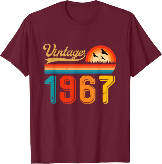 Geschenk zum 59. Geburtstag, 59 Jahre, Herren, Damen, Retro, Vintage, 1967 T-Shirt - T-Shirt | Maroon
