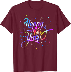 Amb Happy New Year 2025 New Year's Eve NYE Party Funny Modern Tie-Dye Black -Kids Winter Party T-Shirt - T-Shirt | Maroon