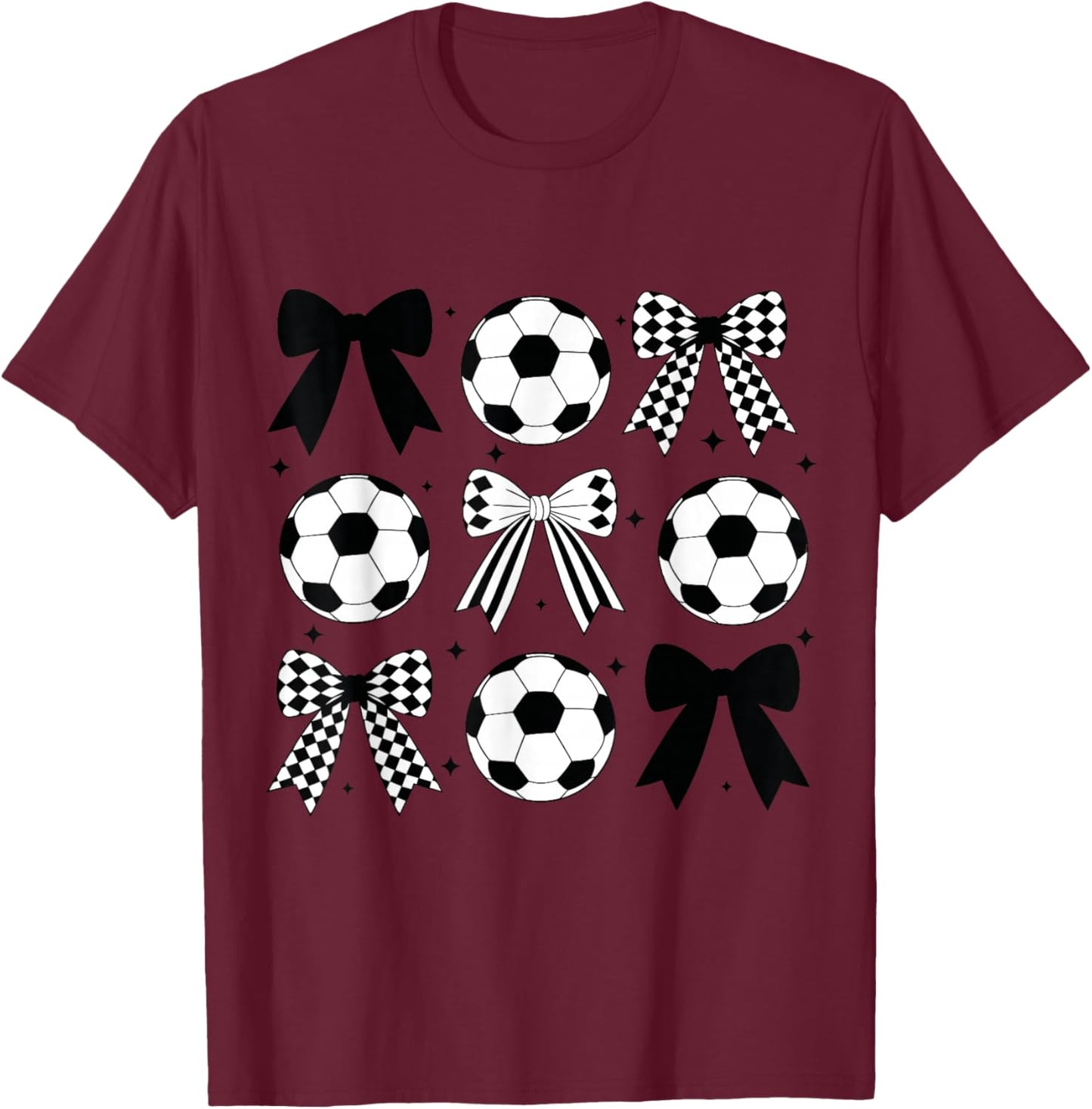 Soccer Coquette Bow Funny Coquette Bow Soccer Women Girl T-Shirt - T-Shirt | Maroon