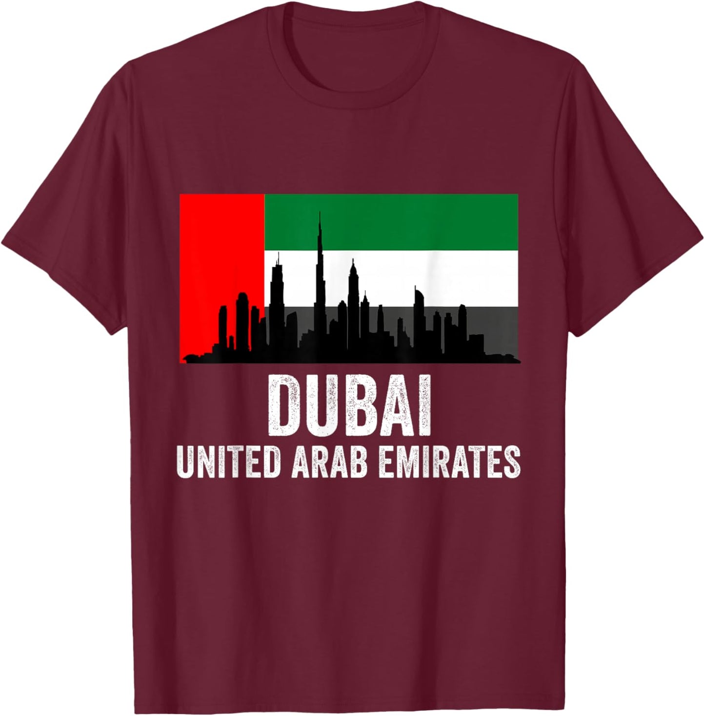 Dubai Souvenir Skyline UAE United Arab Emirate Reminder T-Shirt - T-Shirt | Maroon