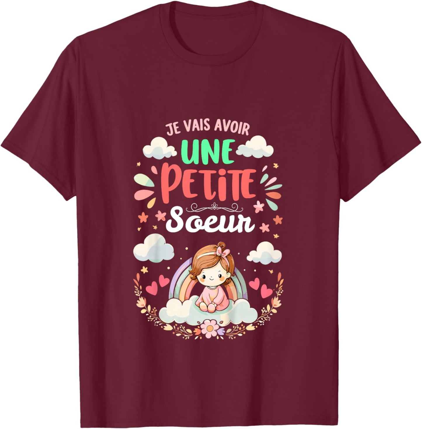 Enfant Annonce Grossesse - Bientôt Je Vais Avoir Une Petit Soeur T-Shirt - T-Shirt | Maroon
