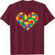 Block Building Heart Love Brick Building Builder T-Shirt - T-Shirt | Maroon
