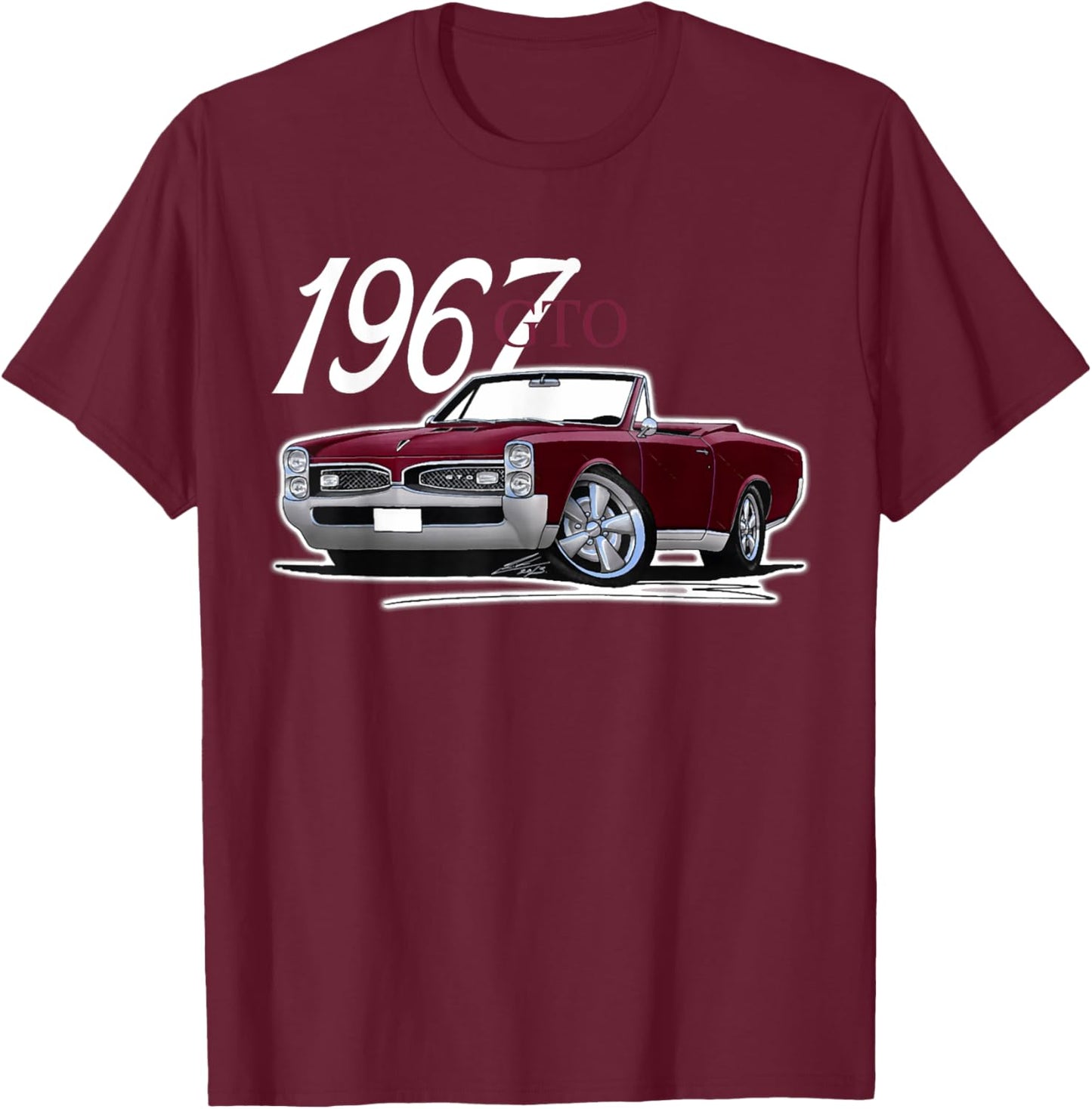 1967 67 GTO Classic Car Old School Muscle Car T-Shirt - T-Shirt | Maroon