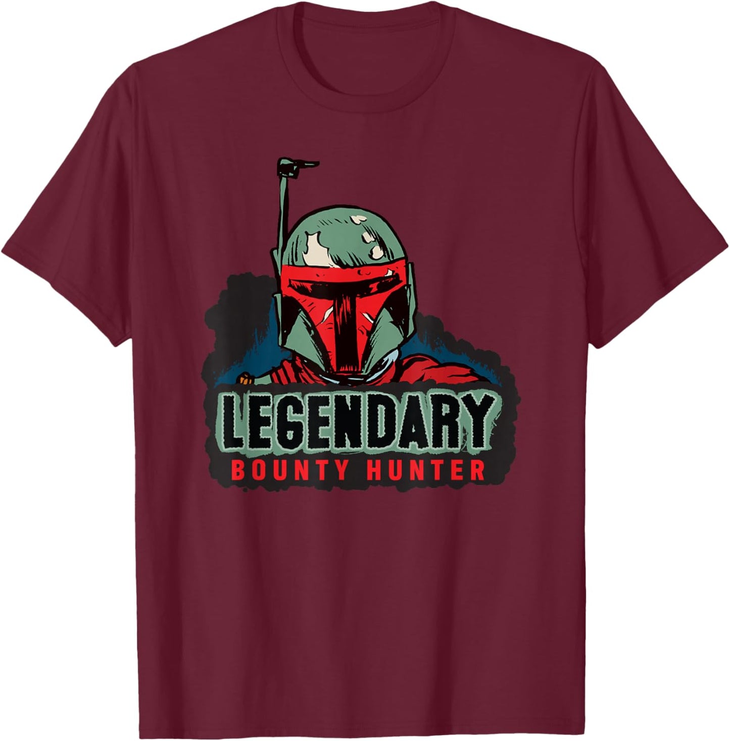 Star Wars Legendary Bounty Hunter Mandalorian Boba Fett T-Shirt - T-Shirt | Maroon