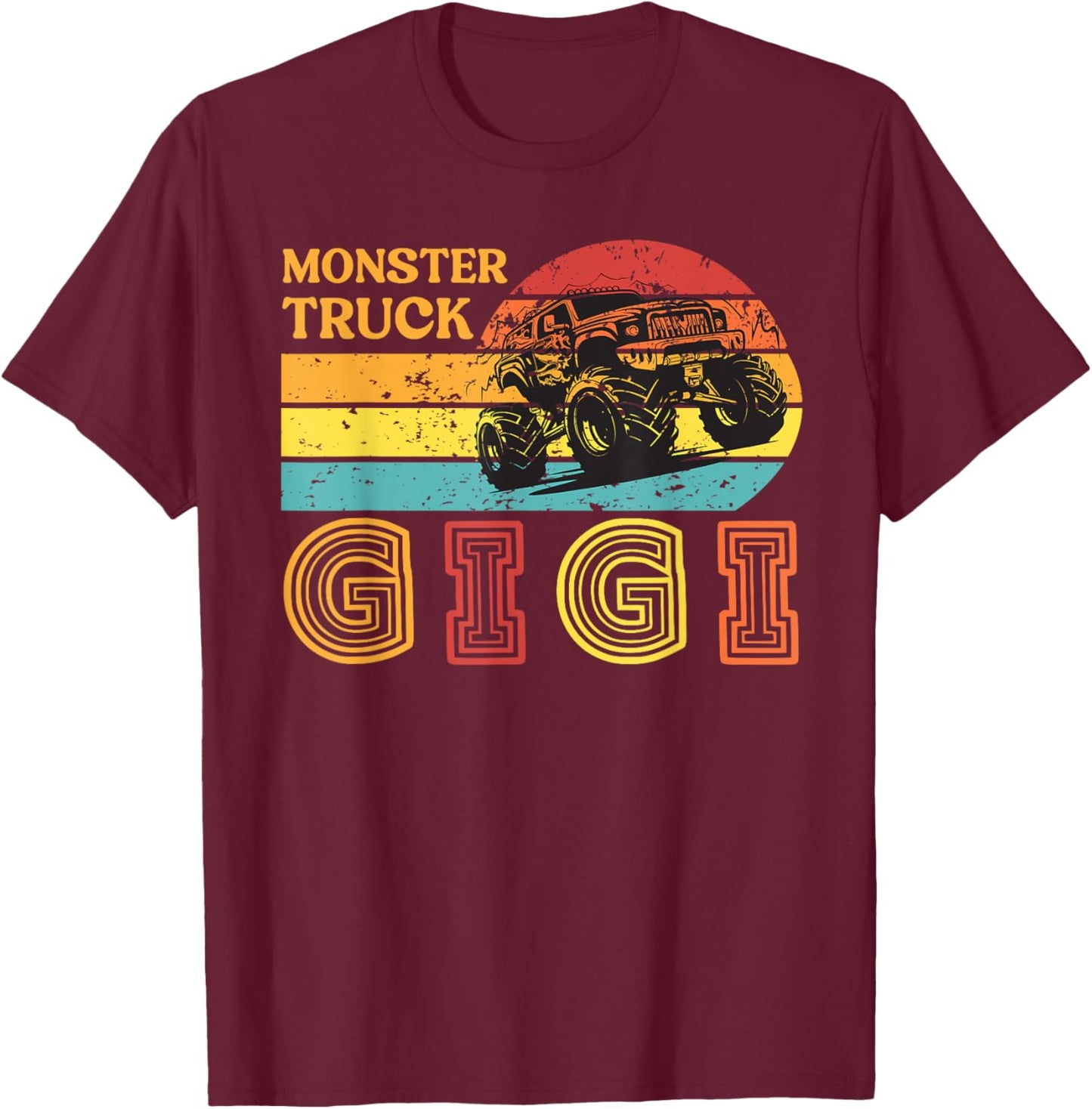 Monster Truck Gigi Grandma Retro Monster Truck Gigi T-Shirt - T-Shirt | Maroon