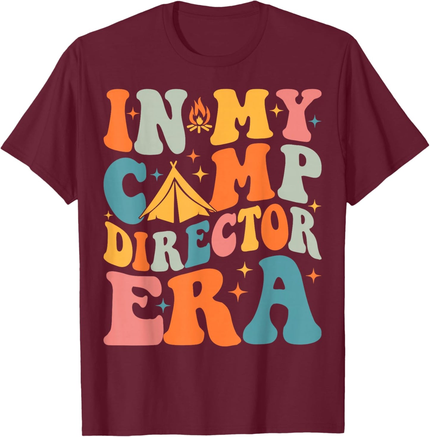 In My Camp Director Era Groovy Summer Camp Director T-Shirt - T-Shirt | Maroon