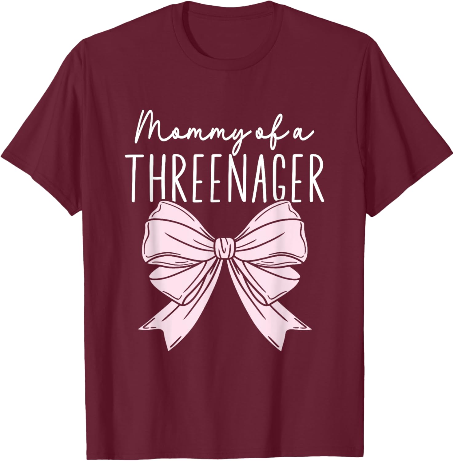 Mommy Of A Threenager Girl Birthday 3 Years T-Shirt - T-Shirt | Maroon
