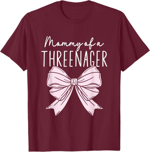 Mommy Of A Threenager Girl Birthday 3 Years T-Shirt - T-Shirt | Maroon