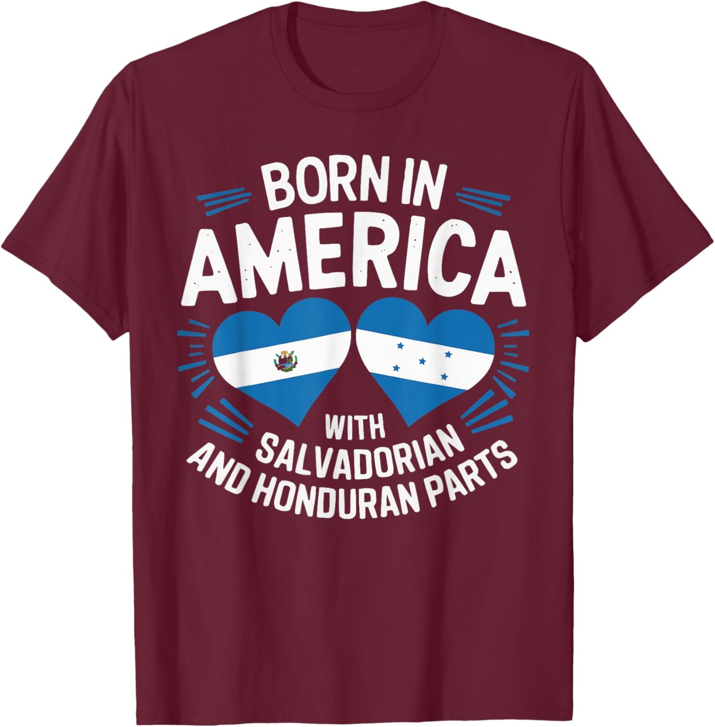 Half Honduran Half Savadorian El Salvador Flag Honduras T-Shirt - T-Shirt | Maroon