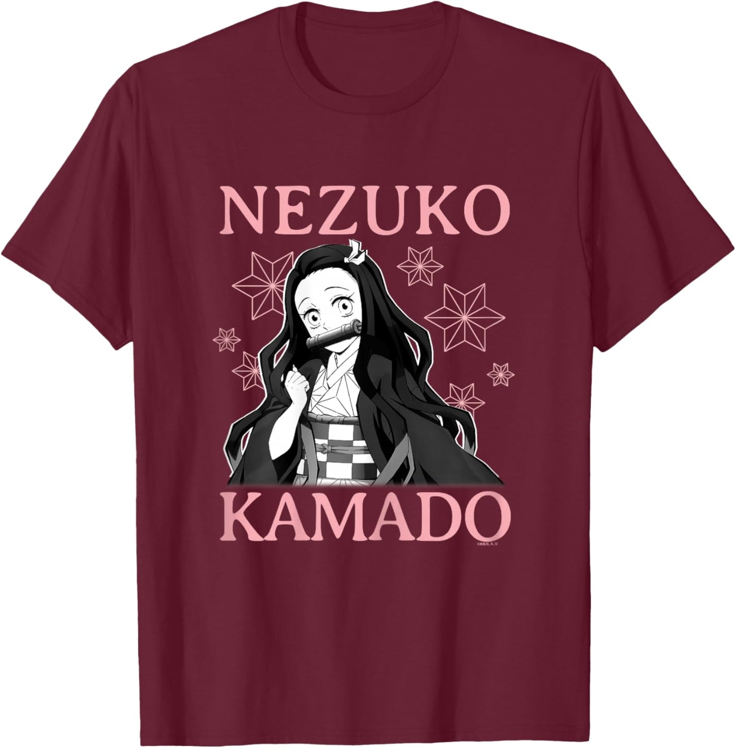 Demon Slayer: Kimetsu no Yaiba Nezuko Pink Floral T-Shirt - T-Shirt | Maroon
