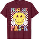 Peace Out Pre-K Graduation Retro Smile Face Last Day School T-Shirt - T-Shirt | Maroon