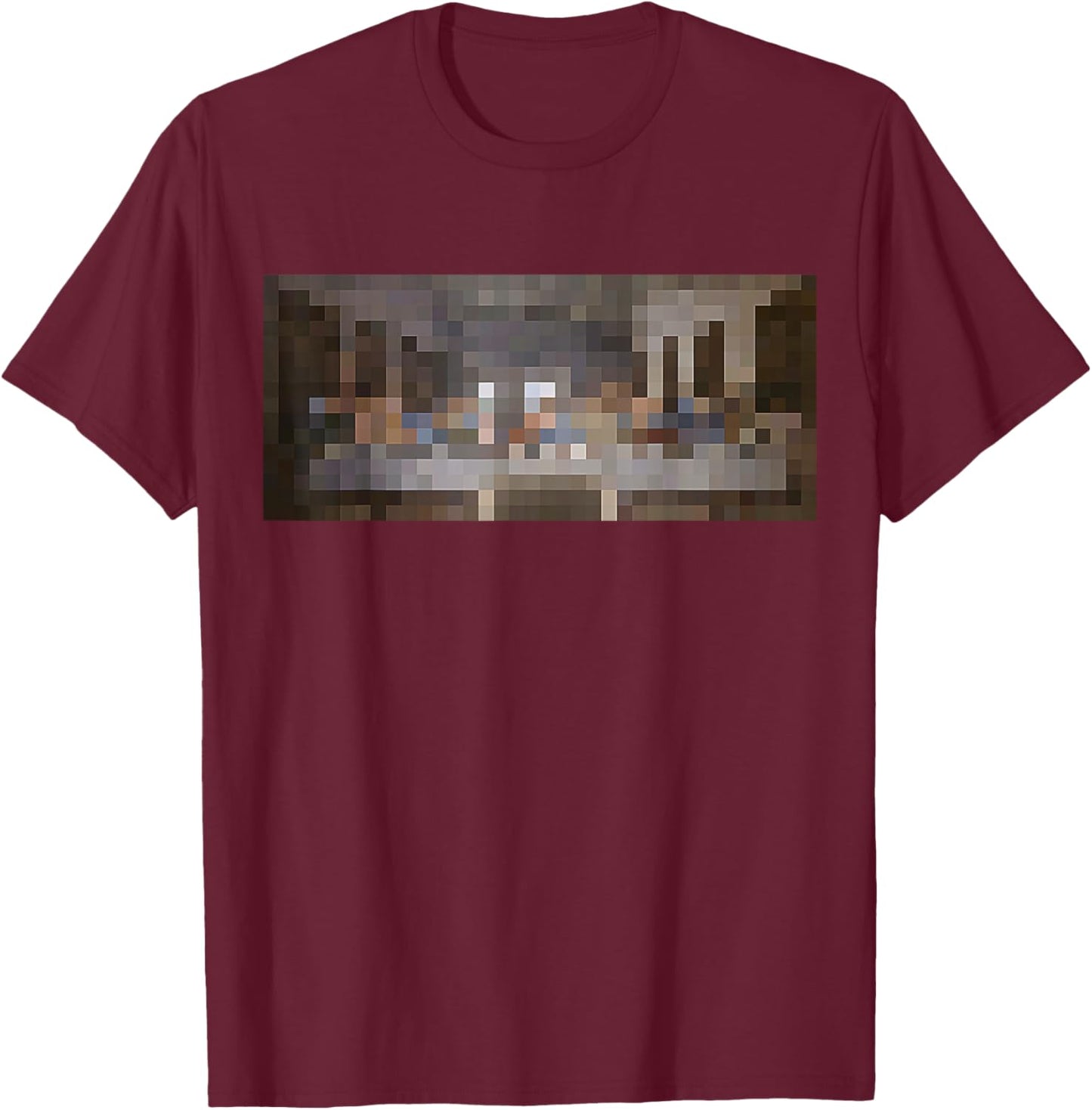 Pixel Art Version of the Last Supper Leonardo da Vinci T-Shirt - T-Shirt | Maroon