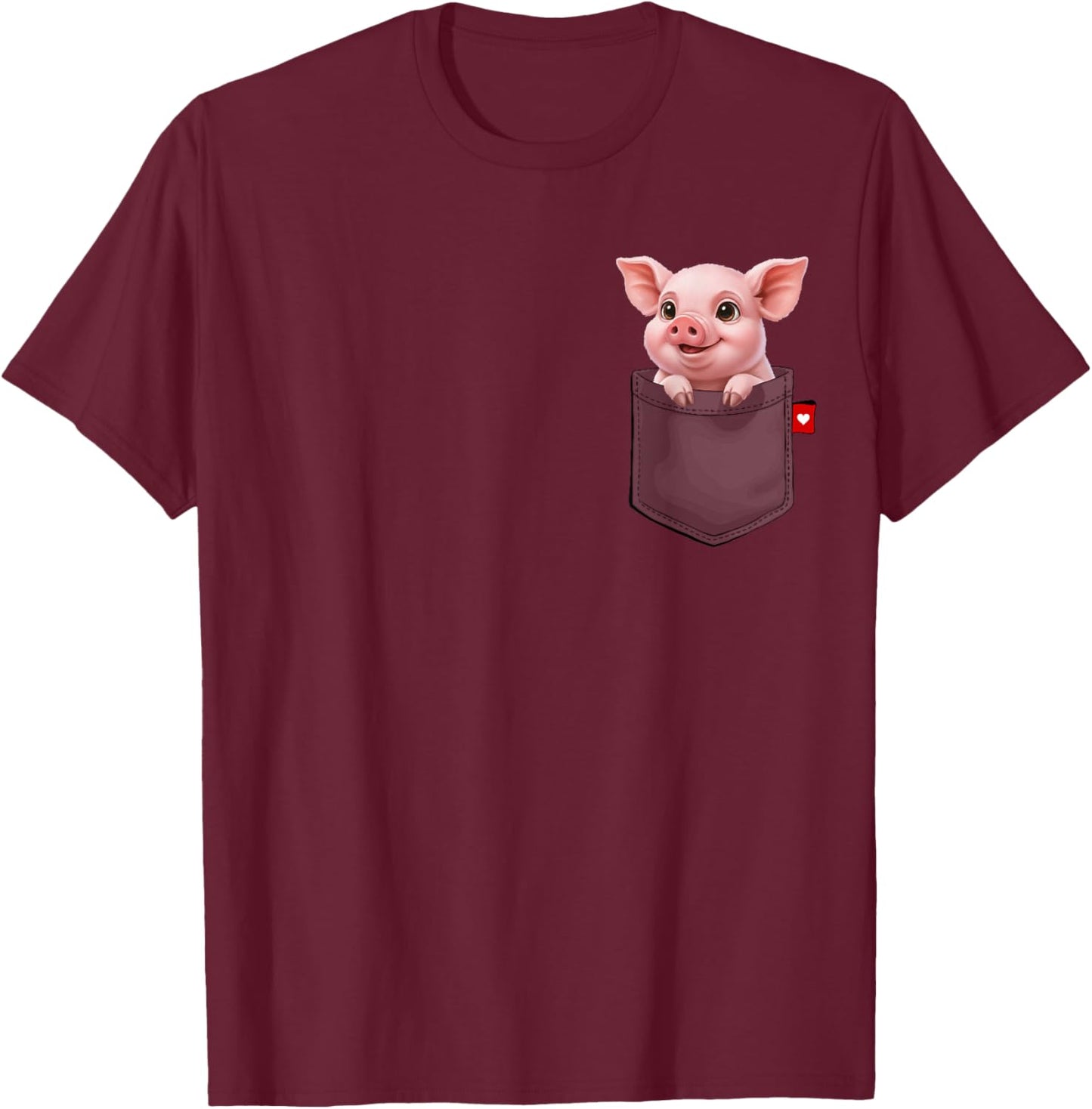 Pig In Pocket Looking At A Cute Pig Animal T-Shirt - T-Shirt | Maroon