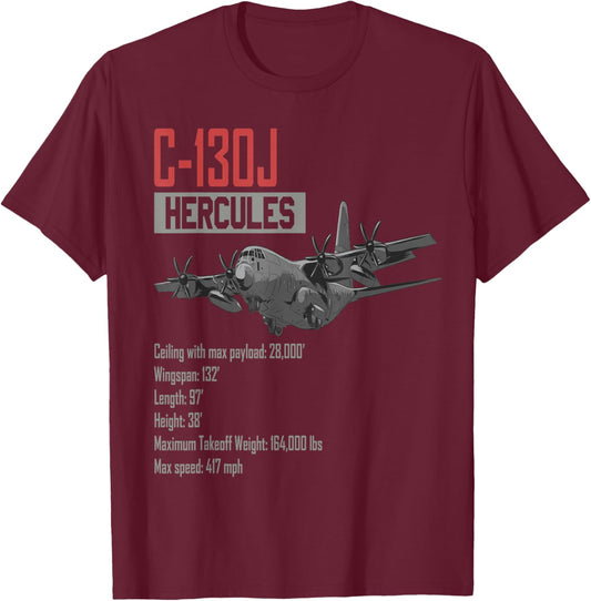 American C-130J Super Hercules military transport aircraft T-Shirt - T-Shirt | Maroon