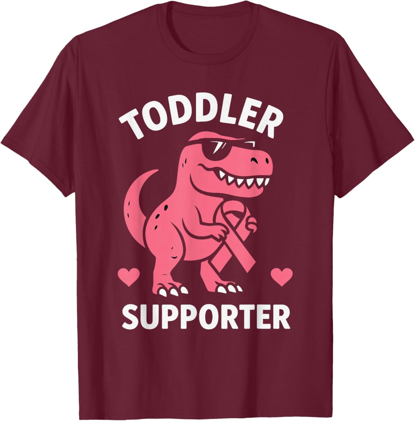 Toddler Supporter Breast Cancer Awareness Boys T-Rex T-Shirt - T-Shirt | Maroon