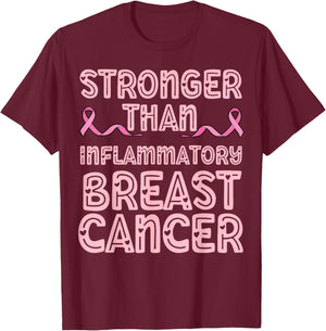 Stronger than inflammatory breast cancer mom dad pink ribbon T-Shirt - T-Shirt | Maroon