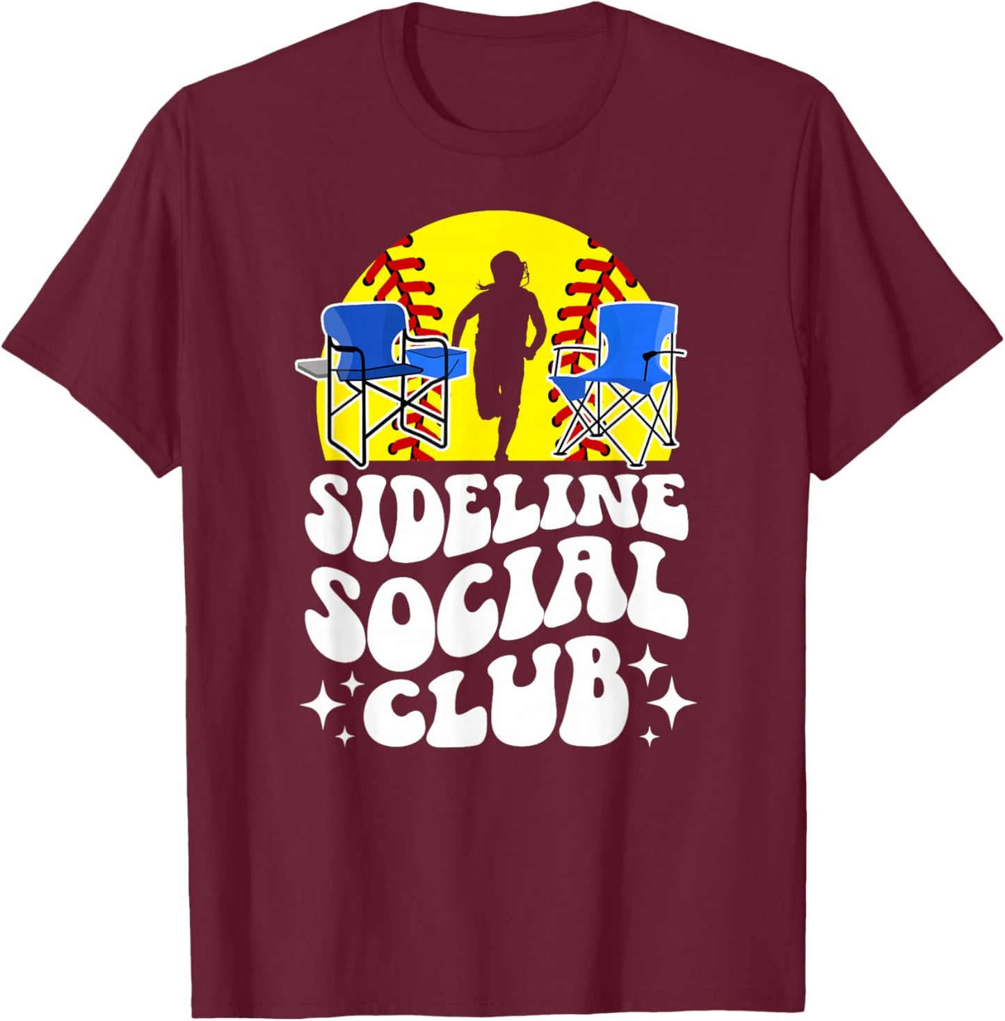 Sideline Social Club Softball Mom Of A Softball Player Mama T-Shirt - T-Shirt | Maroon
