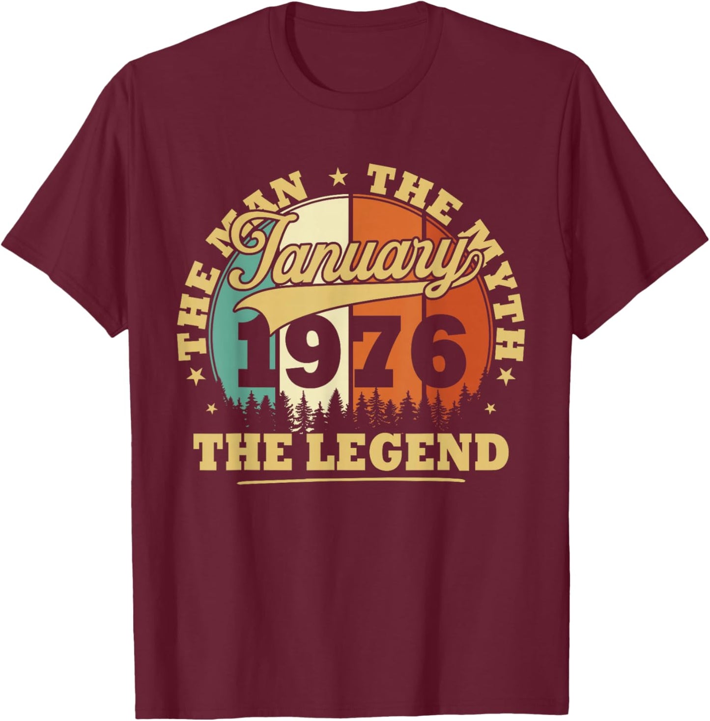 Humor Vintage 1976 January Gift 50 Years Birthday T-Shirt - T-Shirt | Maroon