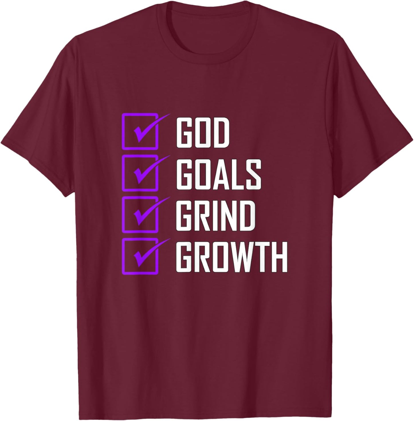 Purple Color Goals Grind Growth Purple Graphic T-Shirt - T-Shirt | Maroon
