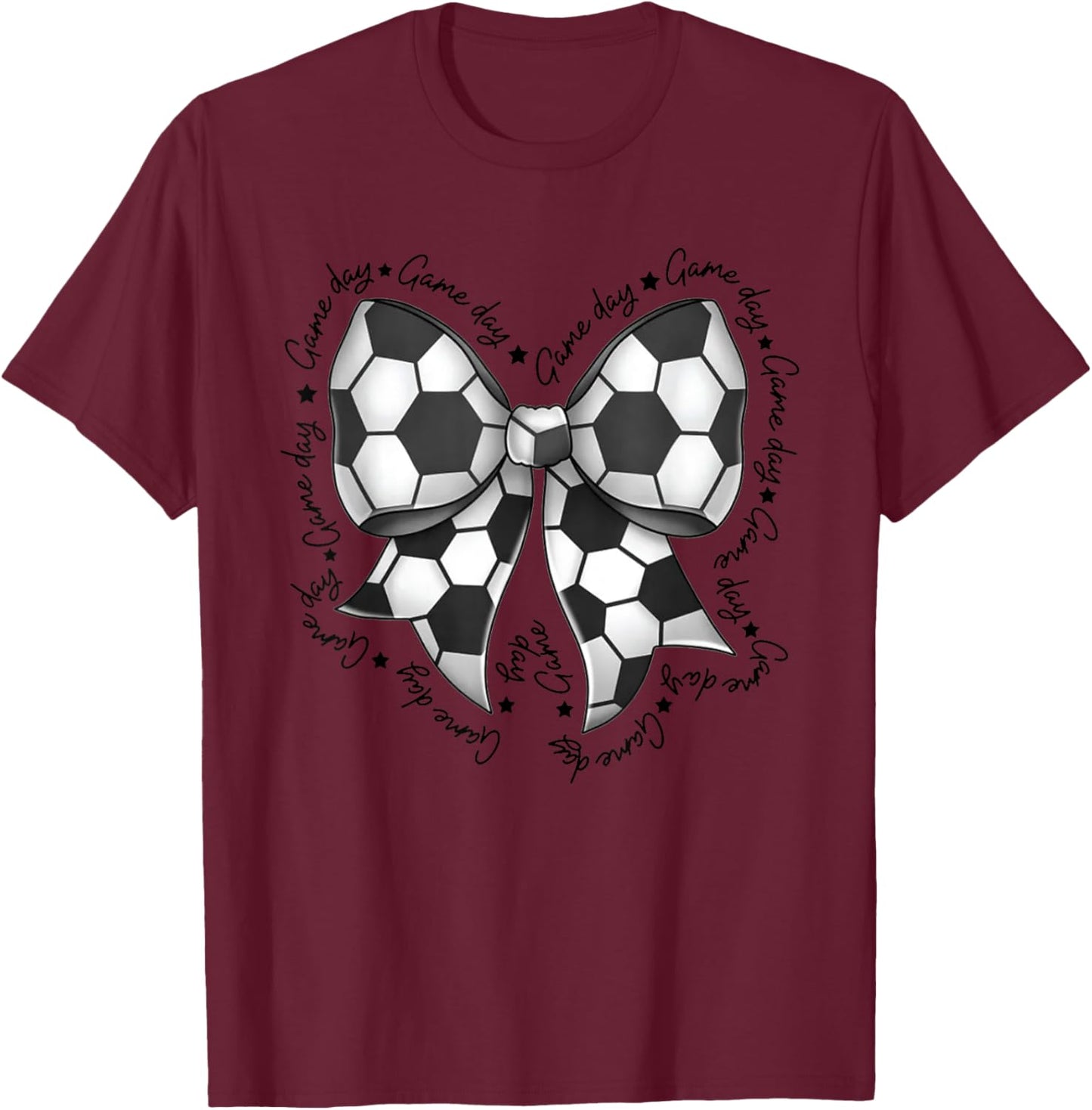 Cute Coquette Bow Funny Game Day Soccer Mom Life Team Sports T-Shirt - T-Shirt | Maroon