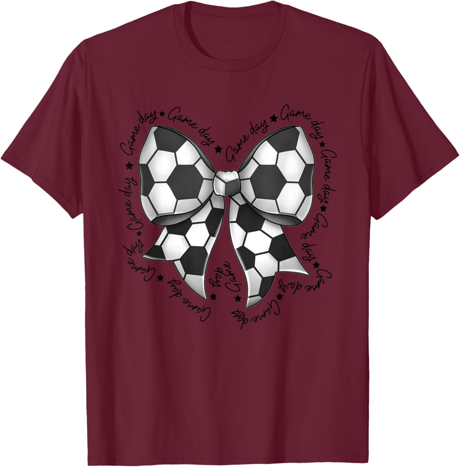 Cute Coquette Bow Funny Game Day Soccer Mom Life Team Sports T-Shirt - T-Shirt | Maroon