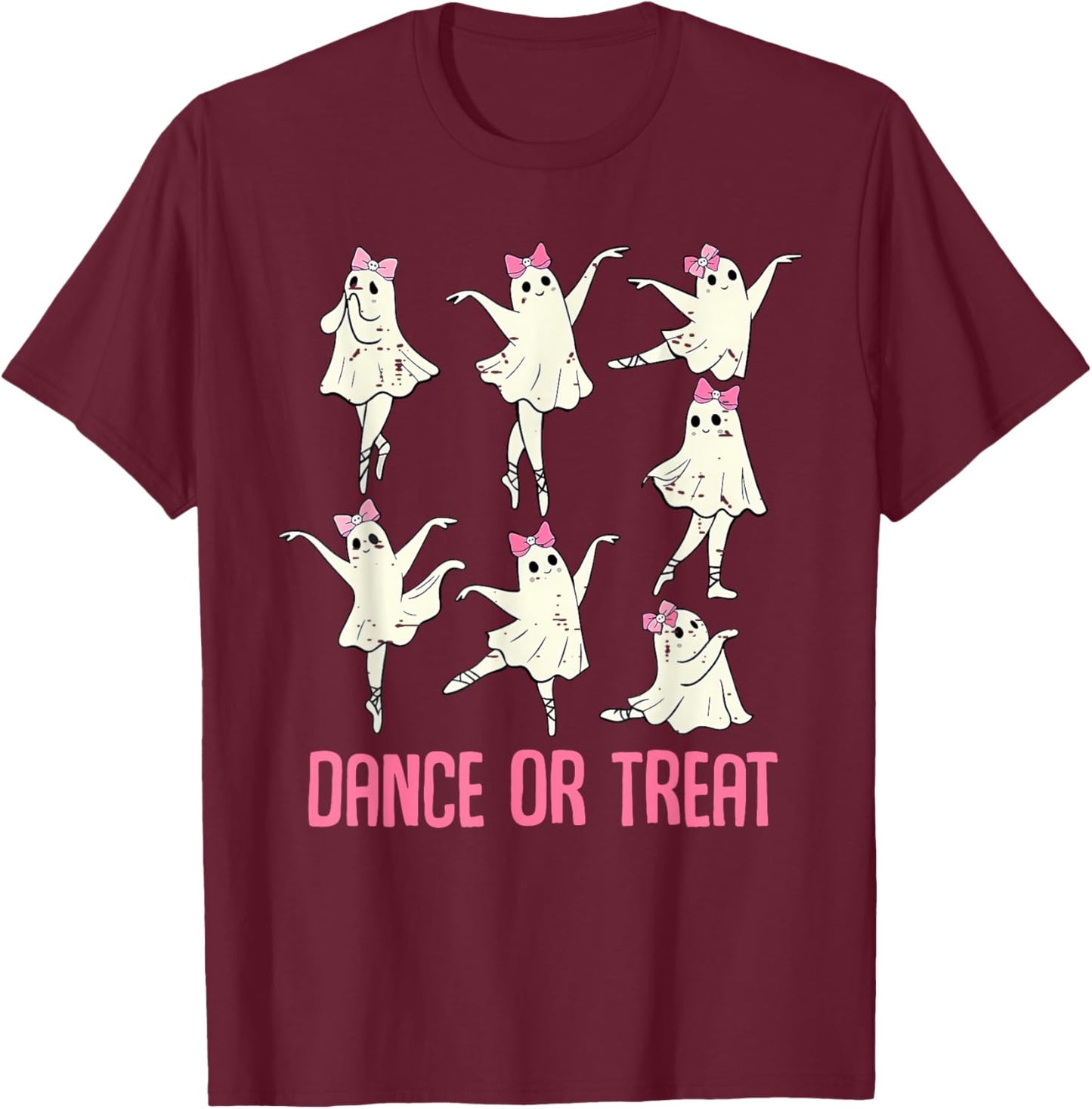 Dance Or Treat Shirt Halloween Funny Ghost Ballet Dance T-Shirt - T-Shirt | Maroon