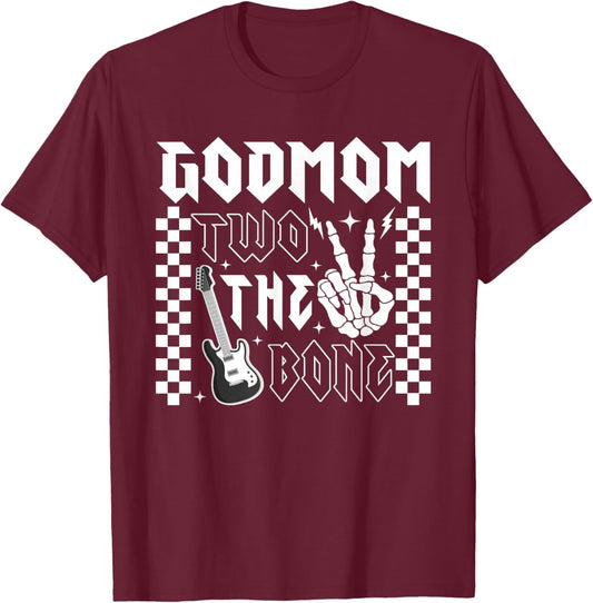 GodMom of The Bad Two the Bone Birthday 2 Years Old T-Shirt - T-Shirt | Maroon