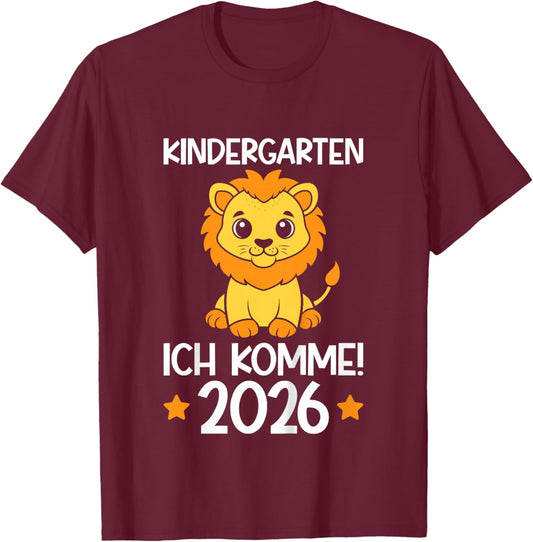 Kindergarten I Come 2026 Lion Boys Nursery Child T-Shirt - T-Shirt | Maroon