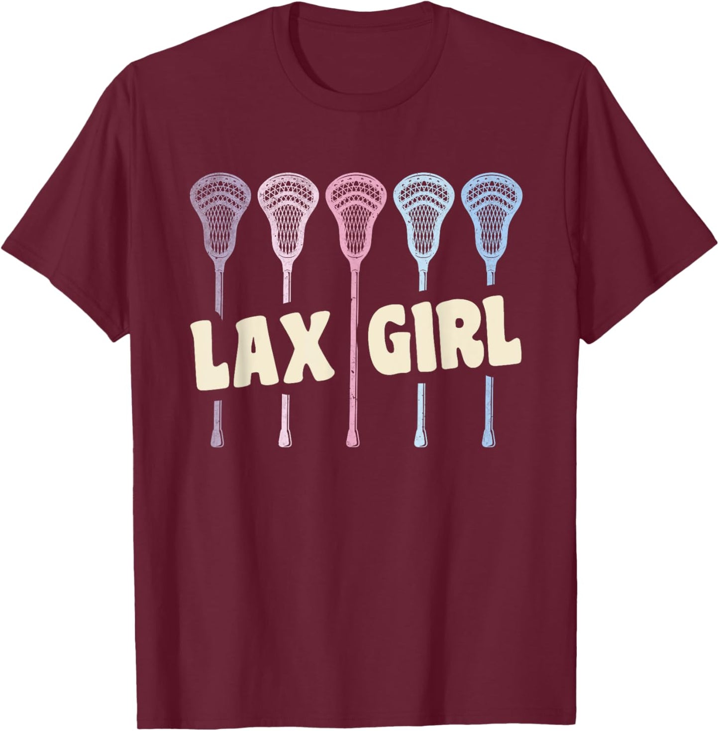 Lax Girl Lacrosse Stick Women Retro Lacrosse Player Goalie T-Shirt - T-Shirt | Maroon