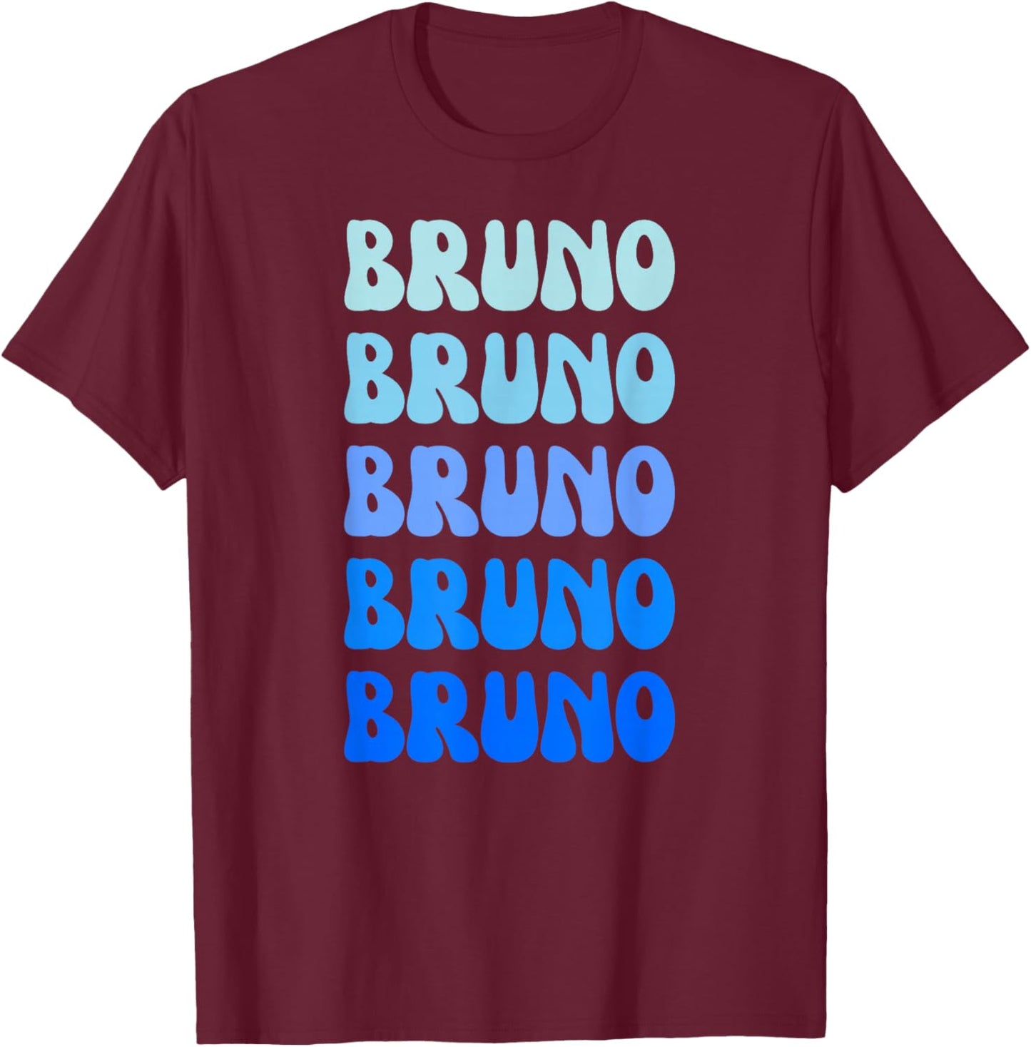 Bruno Retro Name Stack Design T-Shirt - T-Shirt | Maroon